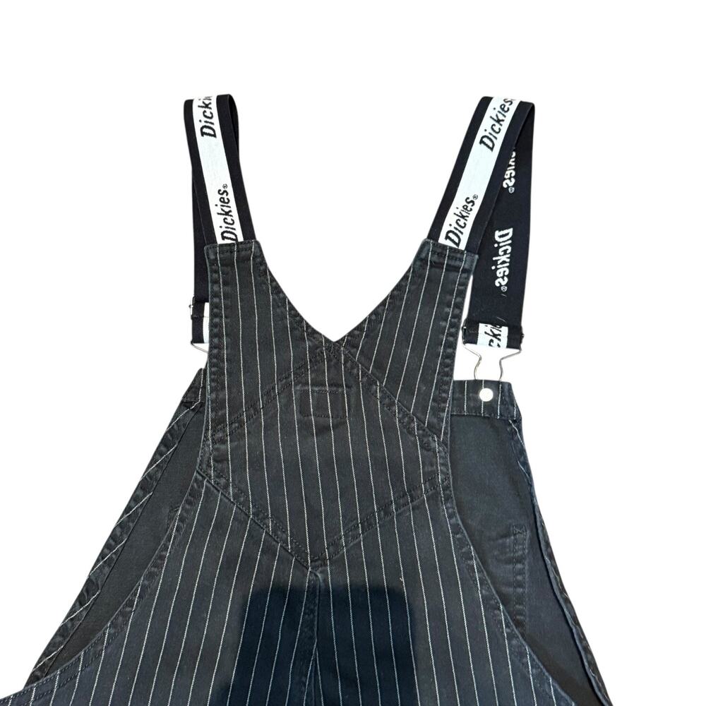 Dickies Overalls Black Pinstripe Workwear Carpenter Utility Pants Womens Medium - Picture 4 of 10